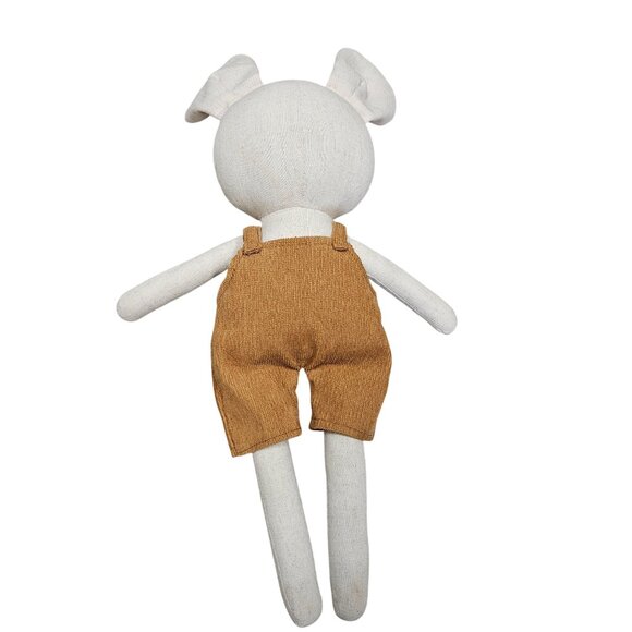Handmade Stuffed Mouse Doll Tan Overalls Button Details Soft Toy - Picture 5 of 9